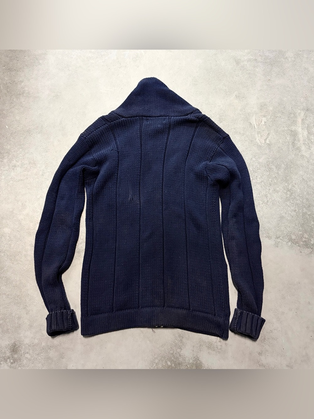 Men’s Polo Ralph Lauren Navy Shawl Collar Button vintage old money Cardigan - Picture 5 of 6
